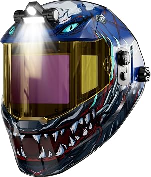 ANDELI Auto Darkening Welding Helmet-Digital Control Filter, 7.2"x3.2"Panoramic View with Light, Rechargeable Battery, Durable Nylon Shell, True Color Wide Shade 4/5-9/9-13 for Weld Cut Grind