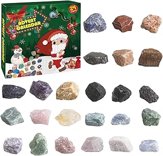 Christmas Advent Calendar Rocks 2023 | Christmas Ore Set Countdown Calendar | Natural Mineral Stone Ore Advent Calendar Interactive For Girls, Adults, Teens, Kids, Boys