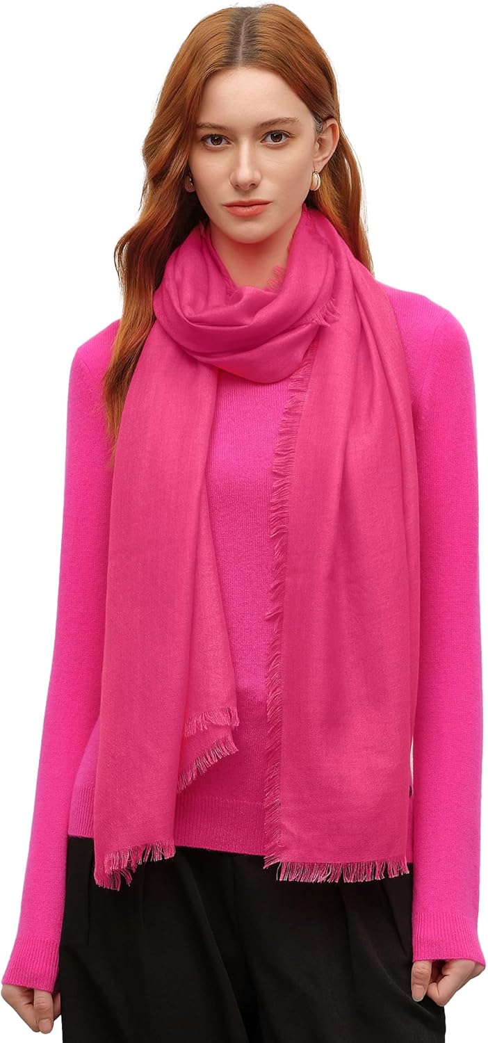KVSS Women's Fine Knit Shawl, 55% Cashmere 45% Mulberry Silk, X Gauge 120/2NM Yarn Lightweight Spring Summer Wrap Scarf