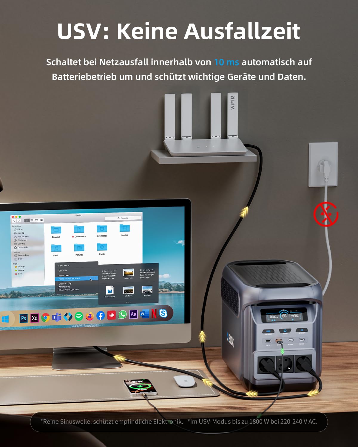 ABOK Elux 1 Tragbare Powerstation 1024Wh LiFePO4, 1800W AC, 0-80% in 39 Min | Solargenerator mit USV & App-Steuerung, bis 5,1 kWh erweiterbar - ideal für Zuhause, Camping, Wohnmobil & Notstrom