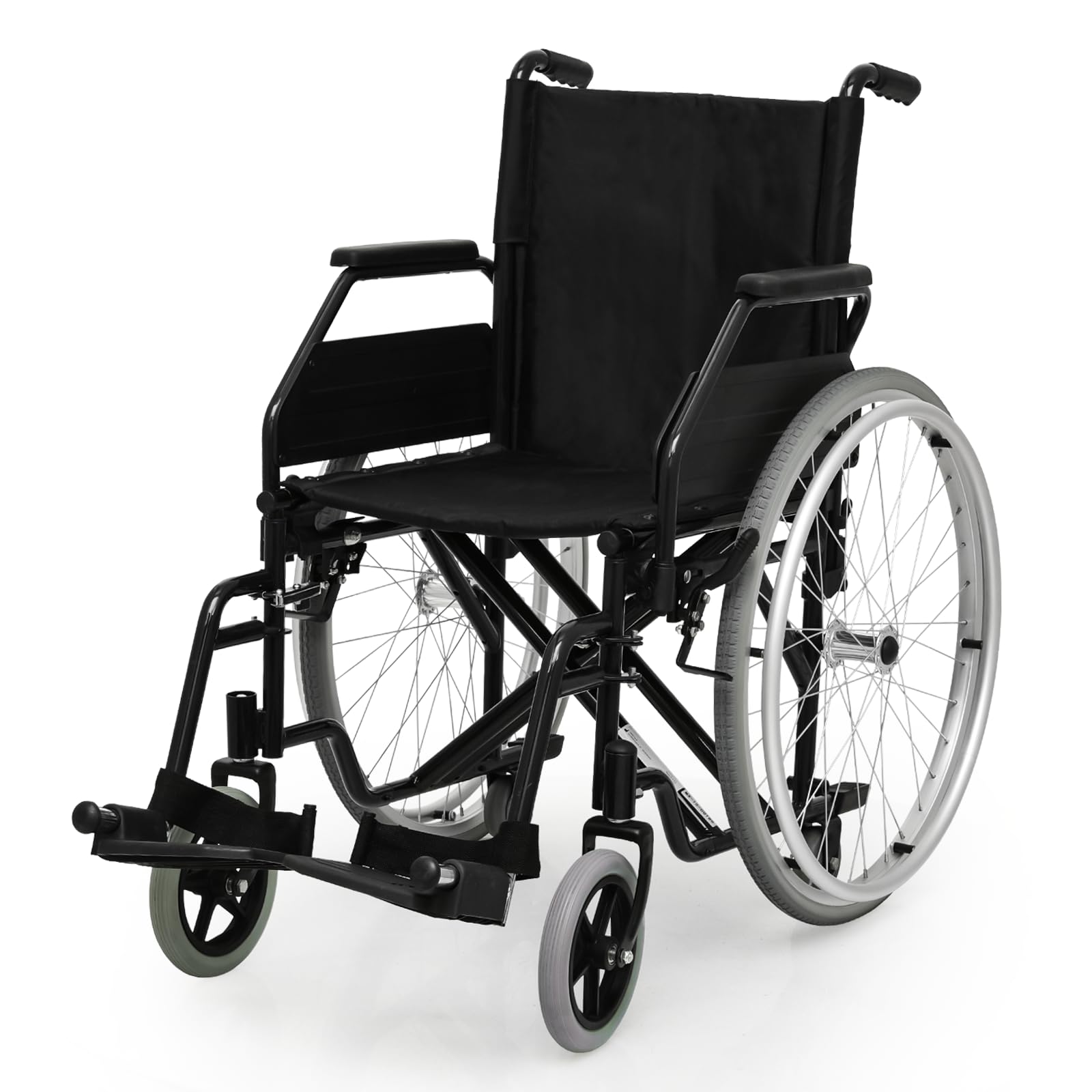 MIRAMINGLE Self-Propelled Wheelchair for Adults, 17 Inch Seat, Steel Frame, 12