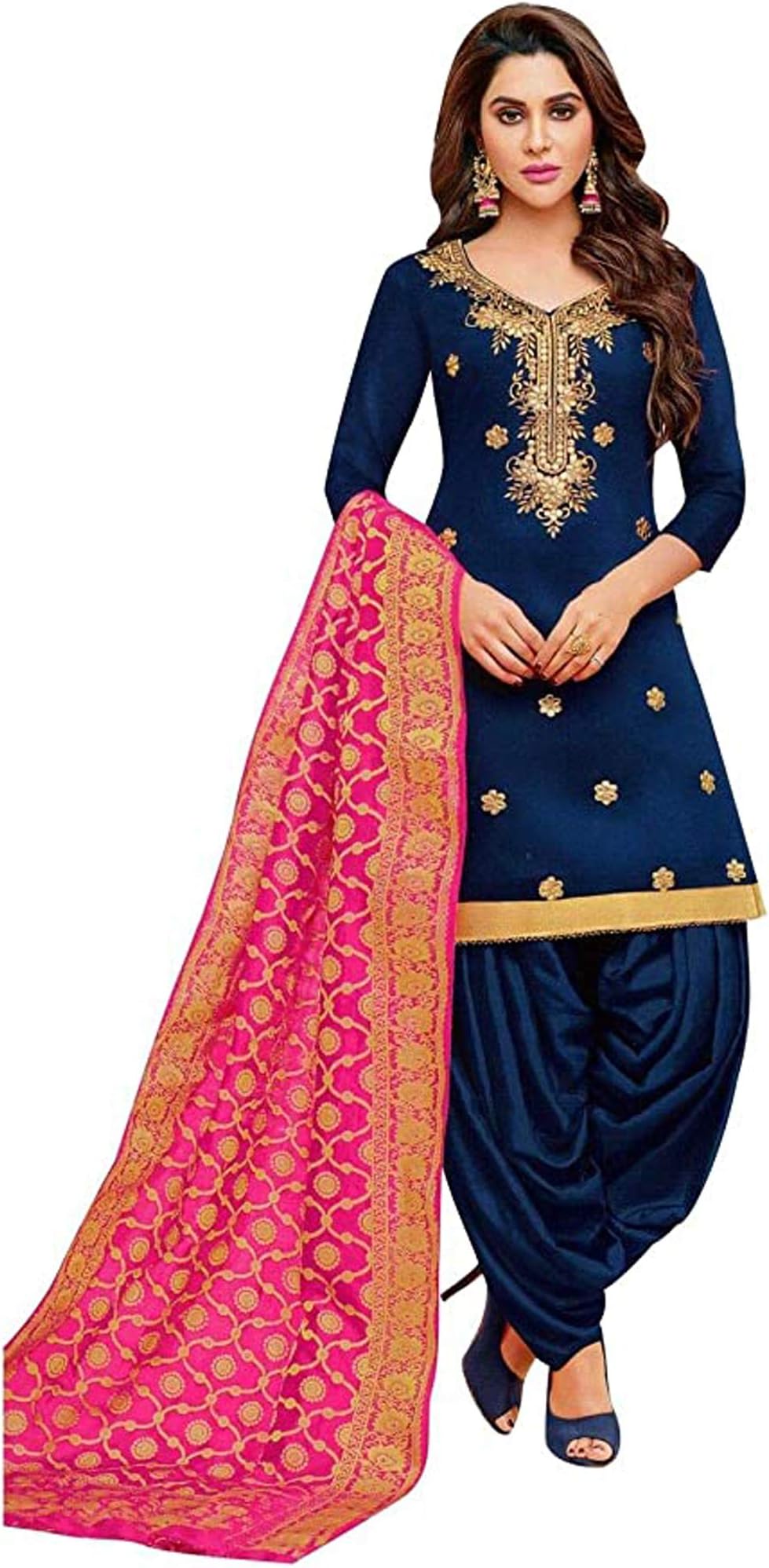 Women's Wear Heavy Chaderi slik Punjabi Shalwar Kameez Patiyala Suits Indian Pakistani Fancy Dress