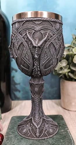 Miniatura 4 de Ebros Ancient Celtic Gothic Knotwork Arácnido Araña Dragón Copa de vino Copa de cáliz 6 oz Gótico Calabozos y Dragones Elixir medieval de la Vida