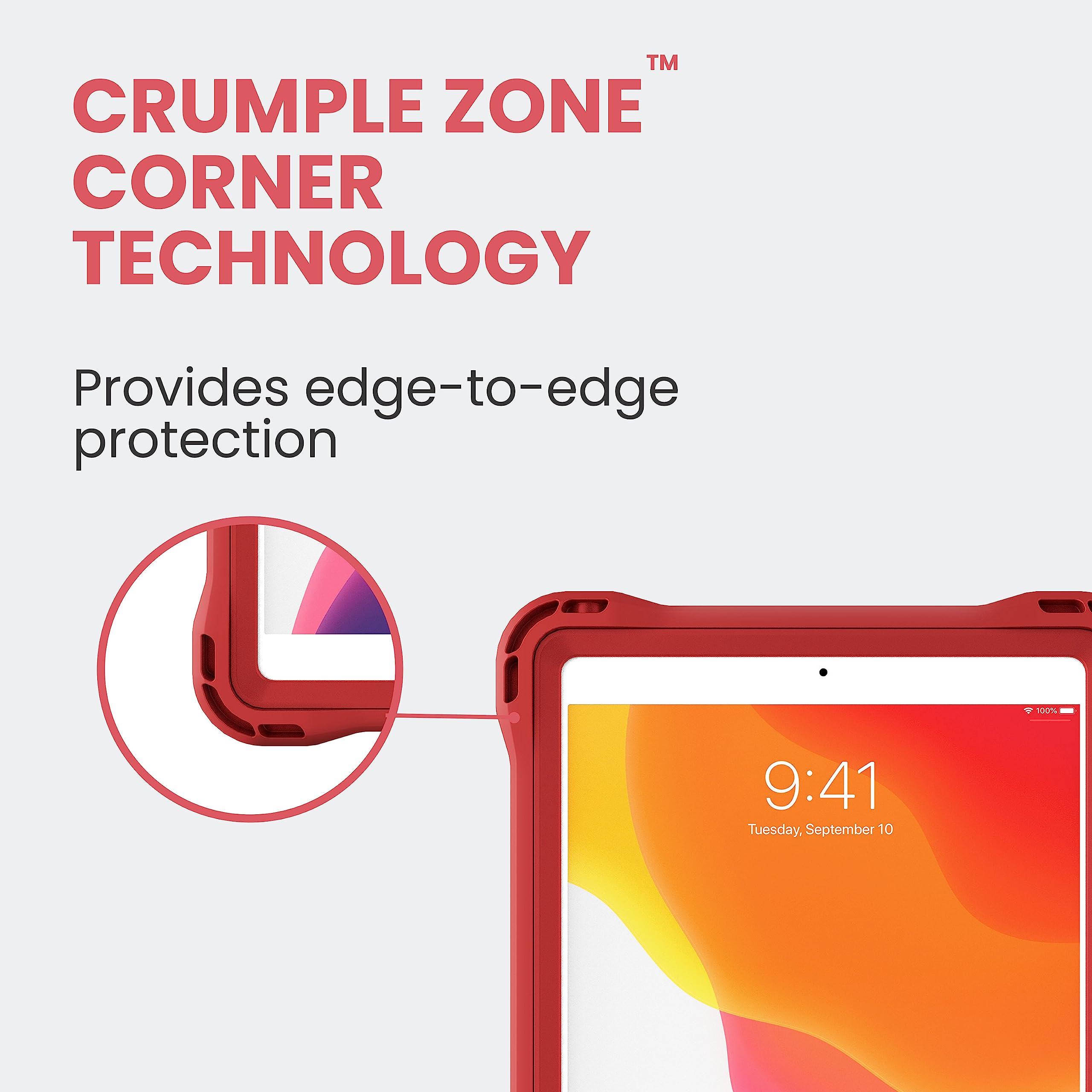 Brenthaven Edge 360 Case with Integrated Screen Protector Designed for Apple iPad 9.7 (5th and 6th Gen)for K-12 Students, Teachers and Kids–Red, Durable, Rugged Protection from Impact and Compression