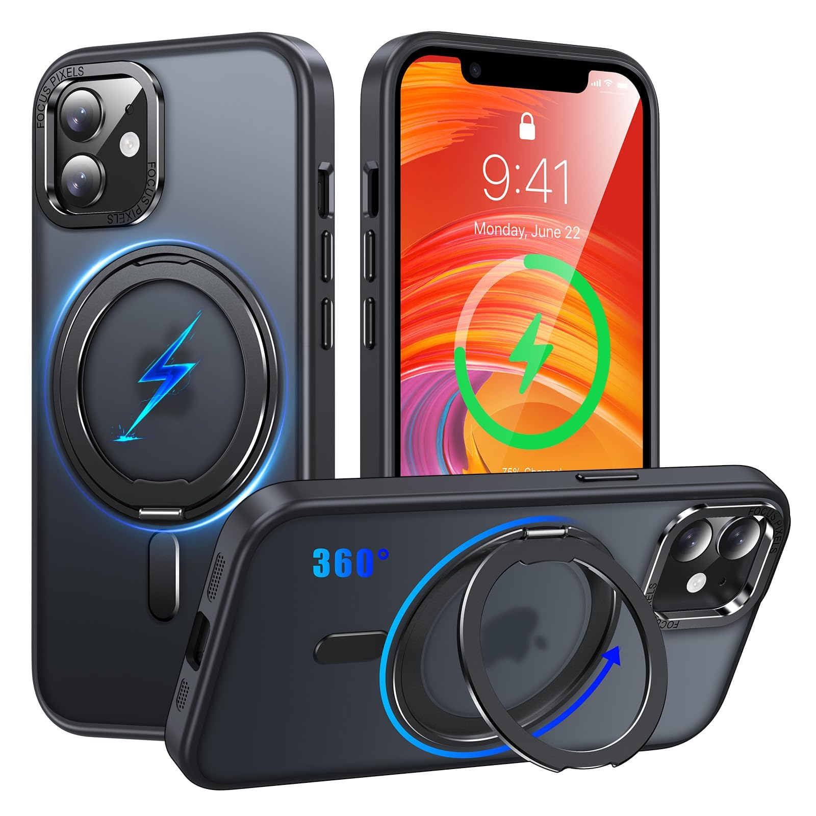 iPhone 11 用 ケース Magsafe対応 360°回転スタンド アイフ…
