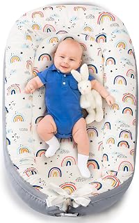 Aufona Baby Lounger Nest for Newborns 0-24 Months - Ultra Soft Organic Cotton, Breathable, Portable & Adjustable