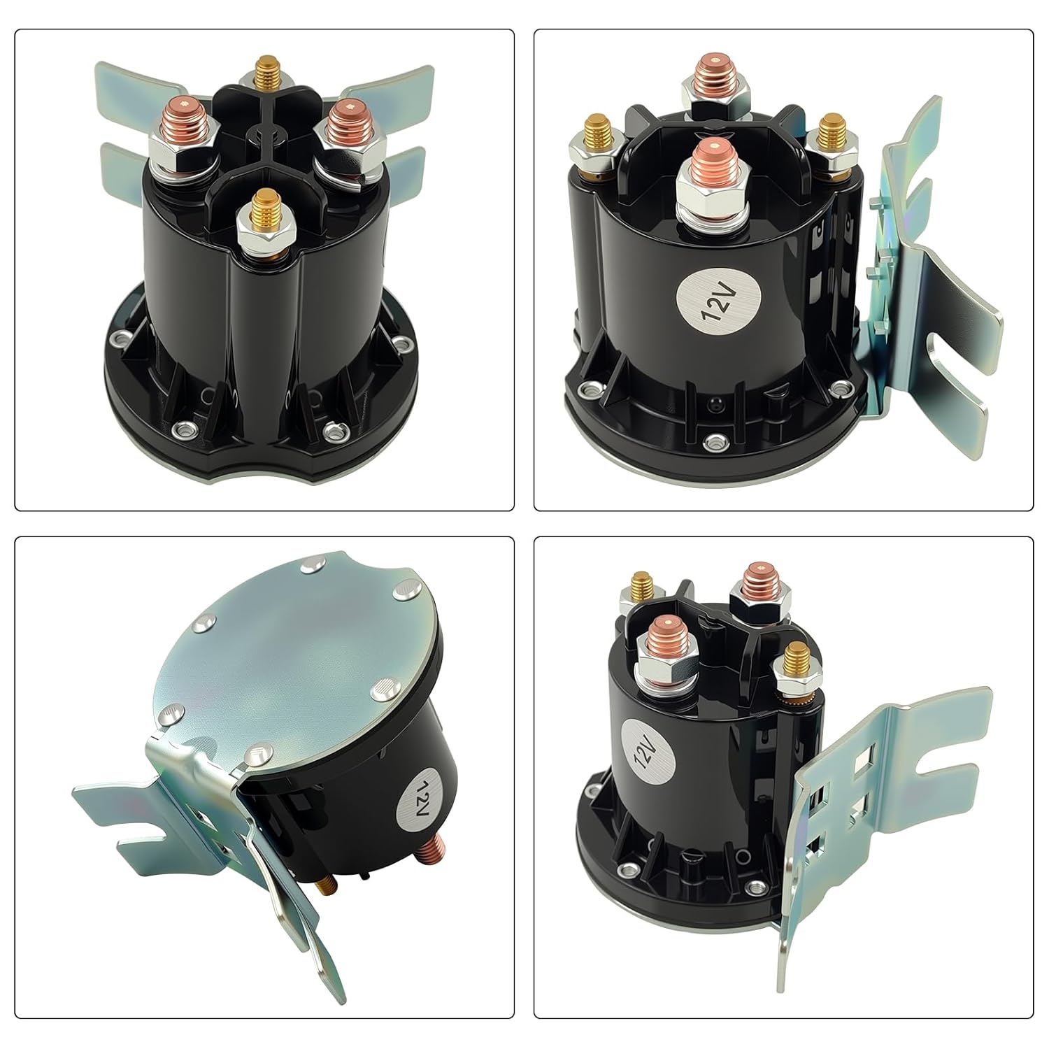 684-1251-212 Starter Solenoid, Starter Solenoid Relay Switch, 12V/4 Terminals, Compatible with Trom-Betta PowerSeal DC Contactor w/L-Bracket, Replace 684-1261-212