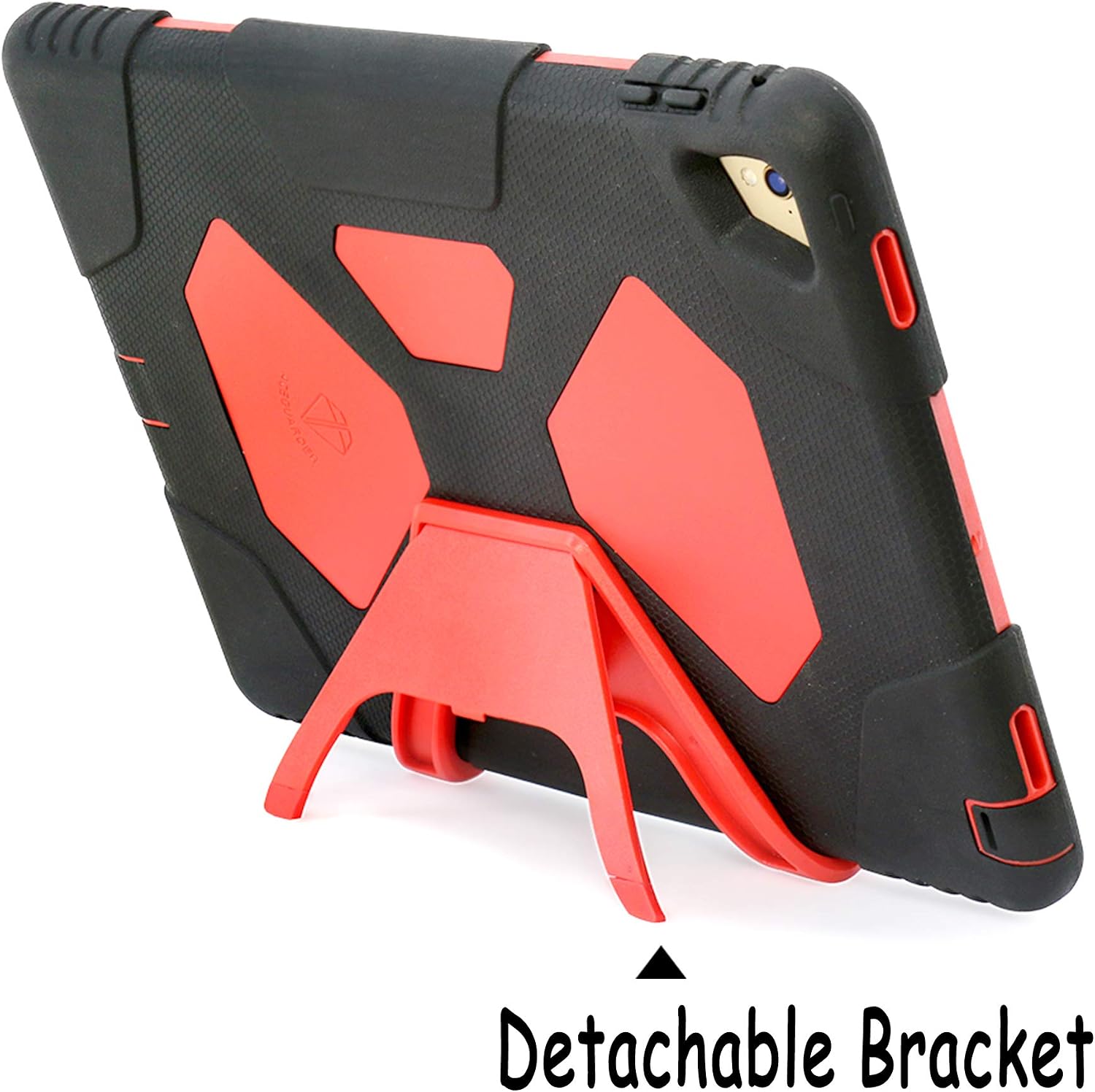 iPad Air 2 Case ACEGUARDER Full Body Protective Premium Soft Silicone Shock Resistant Drop Proof Cover (BlackRed)