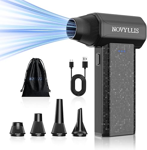 Soplador de Aire Comprimido Inalámbrico, 150000RPM Soplador de Aire Eléctrico Súper Potente, Mini Soplador de Aire Ajustable de 3 Velocidades para