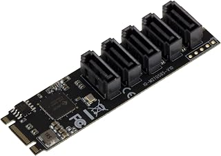 KALEA-INFORMATIQUE M.2 (M2 NGFF) Controller-Karte, Typ PCIe M oder B+M Key 5 SATA 3.0 6Gbps Port mit Chipsatz JMB585