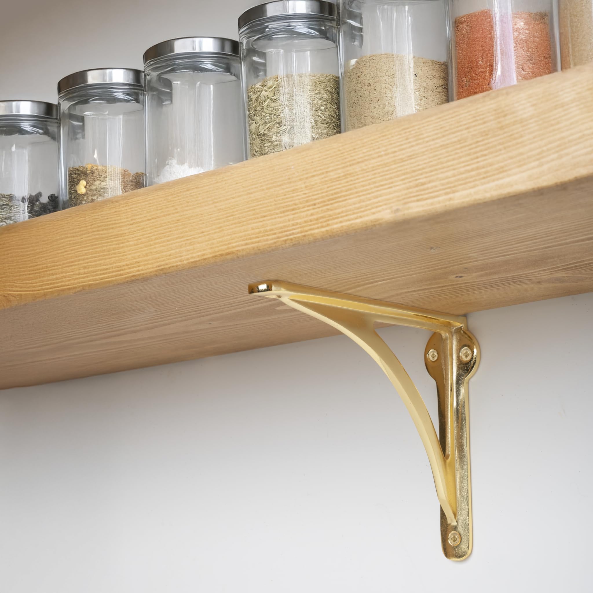 EDUWURXS Ironbridge Brass-Plated Shelf Brackets, 7x8" (Pack of 2) - Image 4