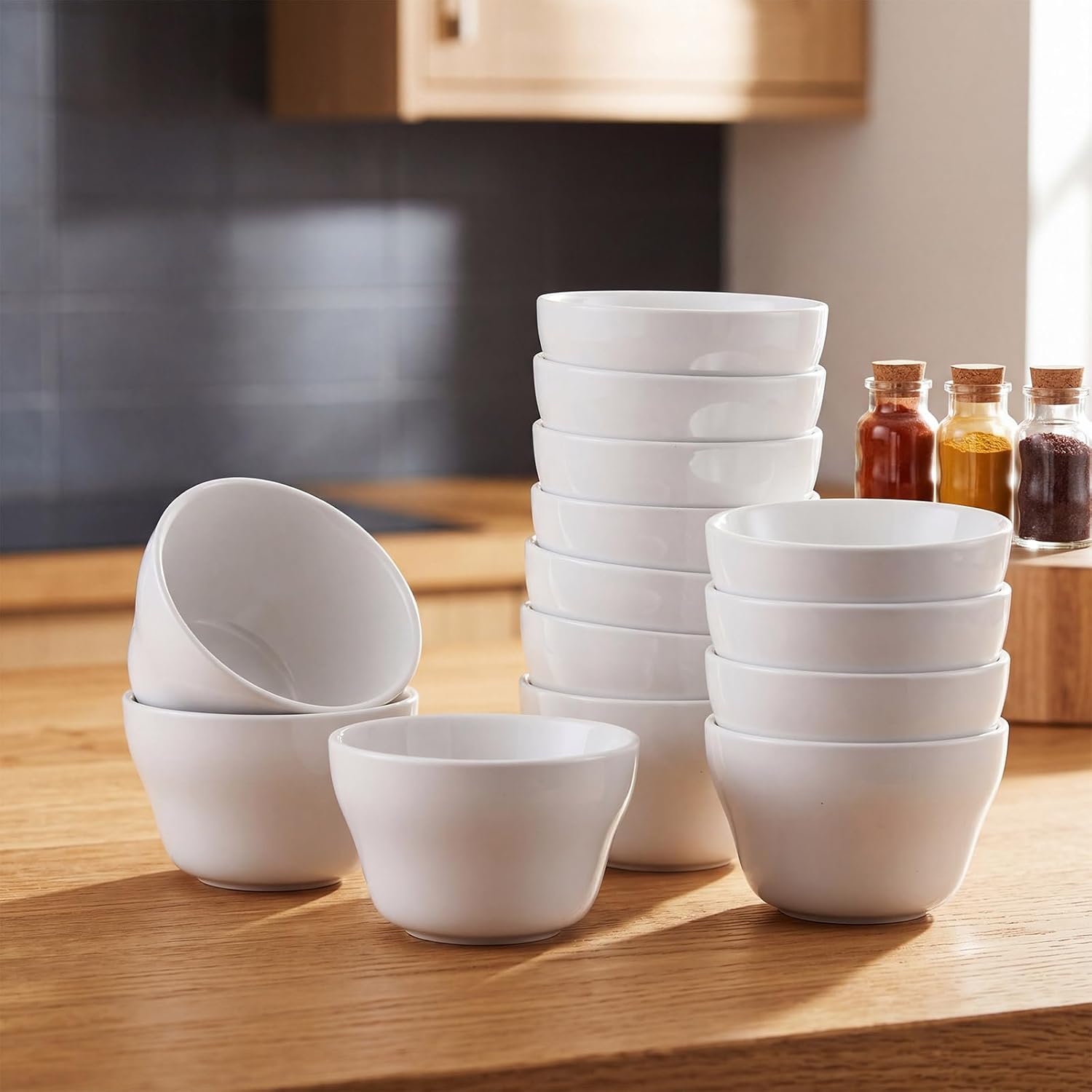 42 Pack Porcelain Bowls Set Porcelain Bouillon Cups Small Dessert Bowls Soup Dip Bowl for Ice Cream Dessert Sauce Dipping Salad Cereal Microwave Dishwasher Safe (8 oz,White)