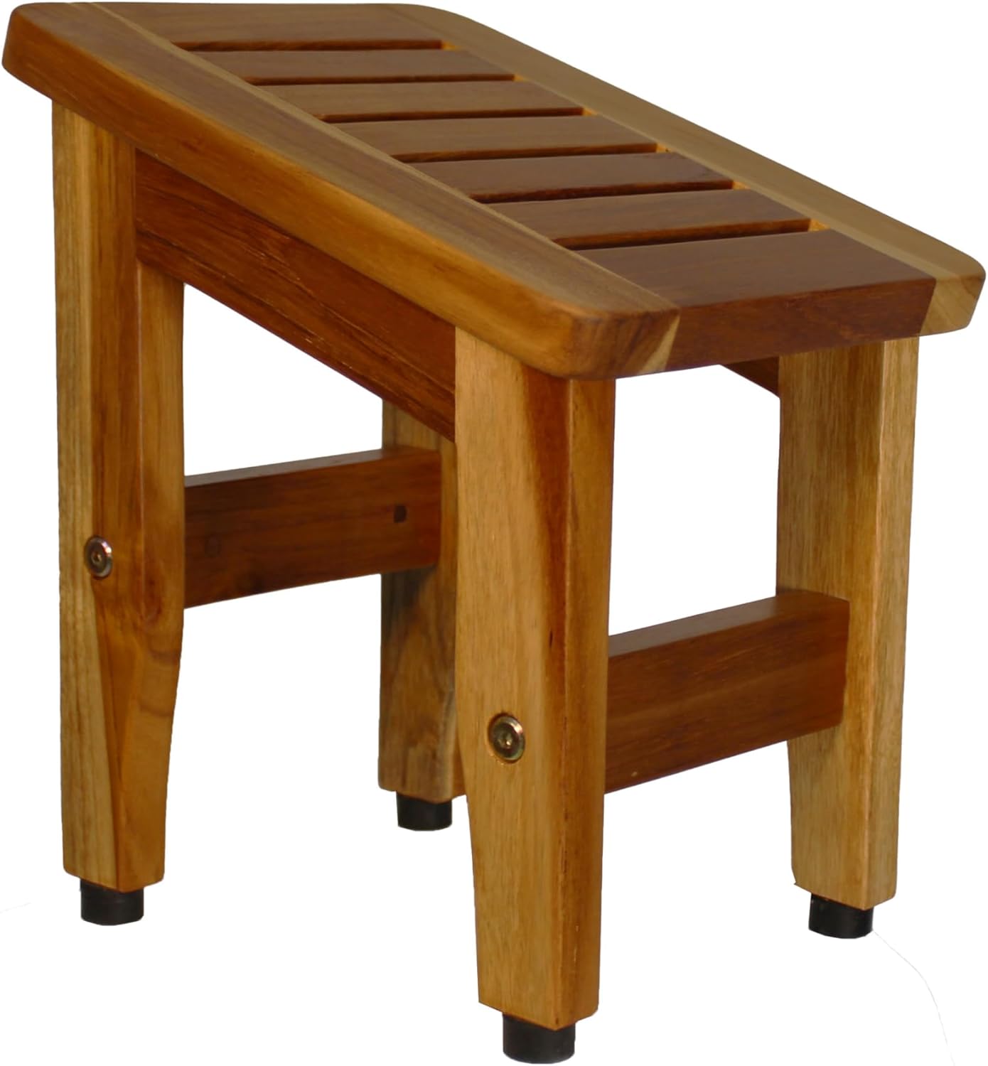 EcoDecors Foot Stool Waterproof Teak Wood Shower Bench Stool Seat Chair for Inside Shower Provides Safety, Storage, and Organization for Bathroom Accessories Natural Color