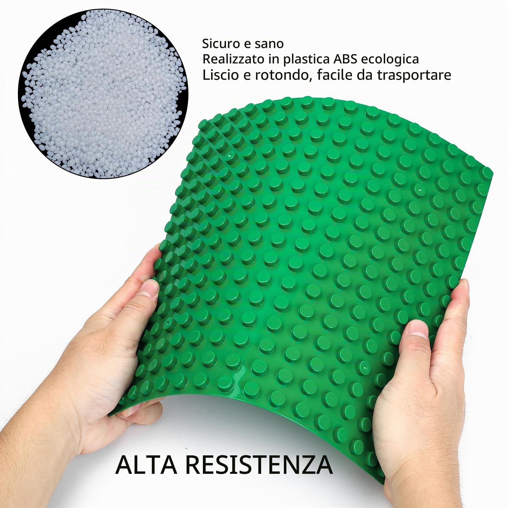 4 Pezzi Piastra Base Compatibile con Lego Duplo, 25x25cm Base per Mattoncini Compatibile con Lego Duplo, Set di Piastre da Gioco Creativo, Verde