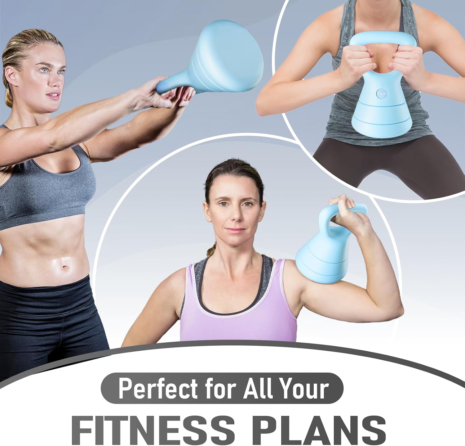 Adjustable Kettlebell, 5lb 9lb 15lb Kettlebell Weights Set, Ergonomic Design & Wide-Handle for Home Gym, Full-Body Workouts Strength Training and Weight Loss, Good for Men Women & Beginners