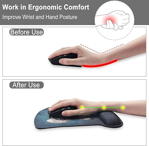 Miniatura 3 de HOMKUMY - Alfombrilla de mouse ergonómica con soporte de reposamuñecas de gel, con base de goma antideslizante, almohadilla para reposamuñecas para