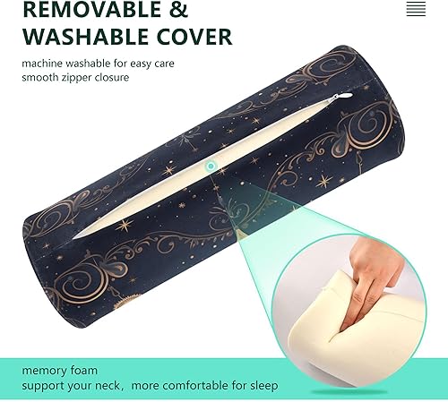 Miniatura 3 de Astrology Totem Blue Cervical Bolster Pillow Case Cervical Neck Roll Pillow Cover Under Knee Round Pillow for Neckroll Pillow Form Cylinder Bed