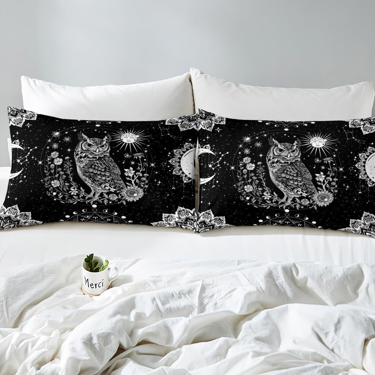 Loussiesd Sun Moon Owl Duvet Cover Double Size 3D Animal Printed Bedding Set Women Men Ultra Soft Bird Decor Comforter Cover Set Cartoon Owls Bedspread Cover Room Decor Bedclothes Zipper - Image 4