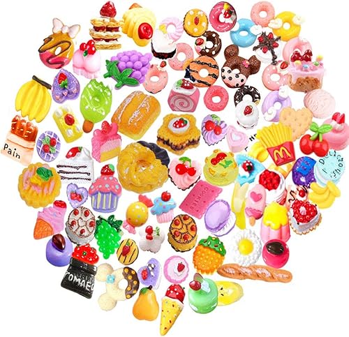 20 piezas de mezcla de lote 3D de limo en rebanadas de postre, pastel, helado, pan, galletas, dulces, resina, botón de cuentas para manualidades,