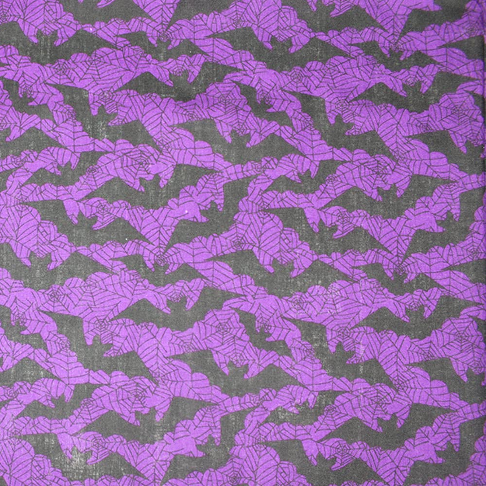 Oh Sew Crafty Limited Purple Polycotton Fabric Halloween Spooky Bats Spider Webs Horror - Per Metre (Purple)