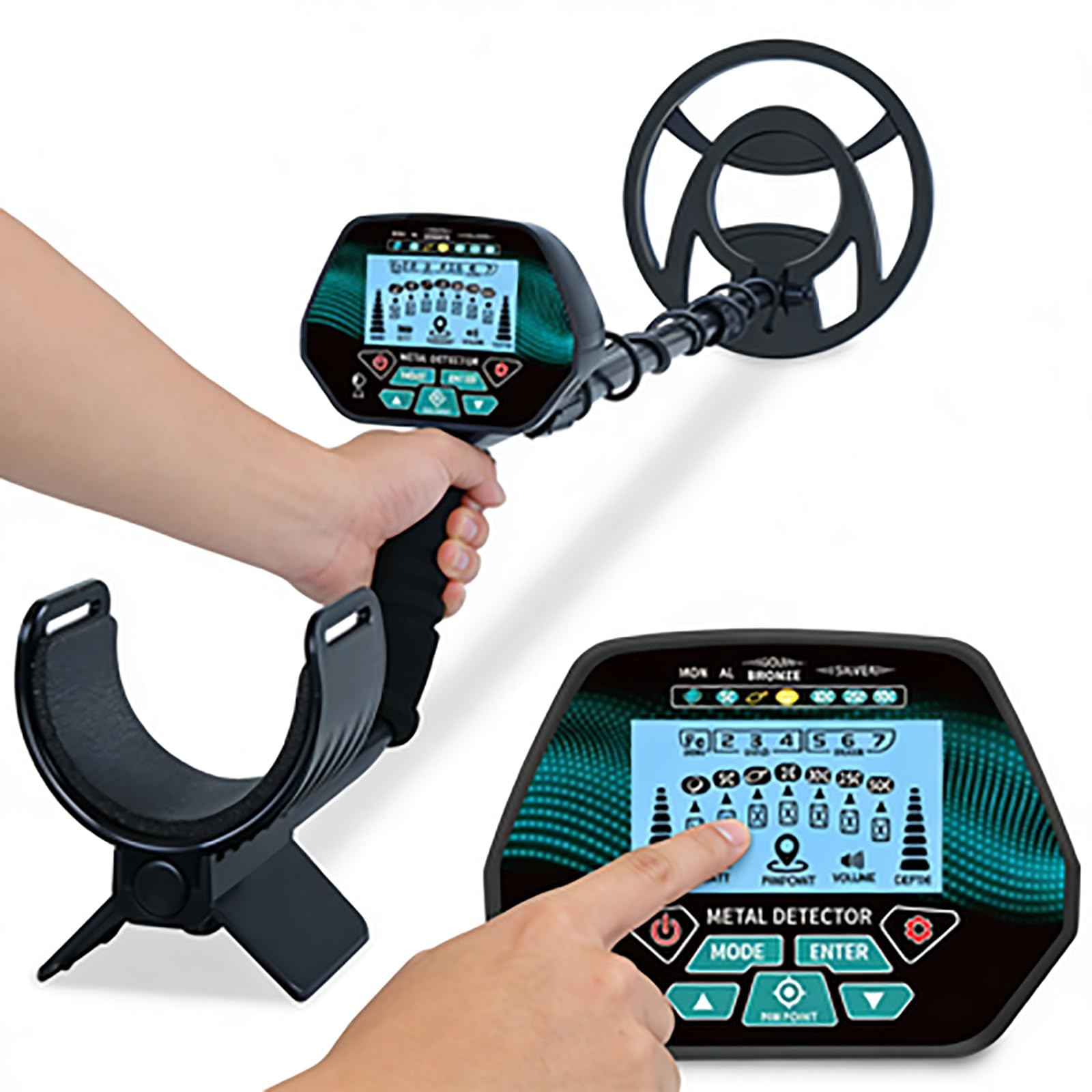 YXZQLOZ Water-proof Metal Detector for Adults & Teens - Adjustable Length, LCD Display, Ultra-Long Range, for Treasure Hunting