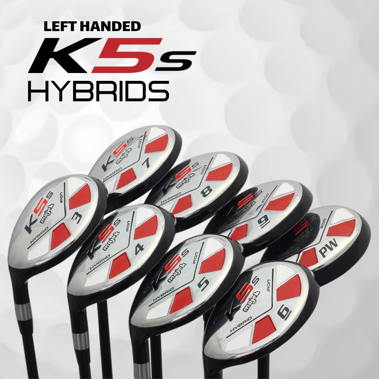 Left Handed Senior Single Length - One Length Men's Majek Golf All Hybrid Complete Full Set, which Includes: #3 4 5 6 7 8 9 PW Senior Flex Total of 8 New Utility “A” Flex Clubs