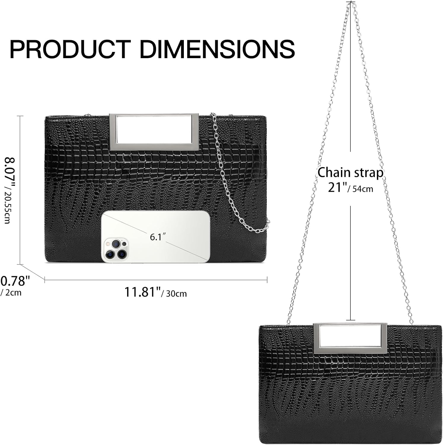 RNIEGA Vegan Leather Handbag Clutch Purses for Women Formal Stylish Evening Clutch for Weddings, Proms, Cocktail
