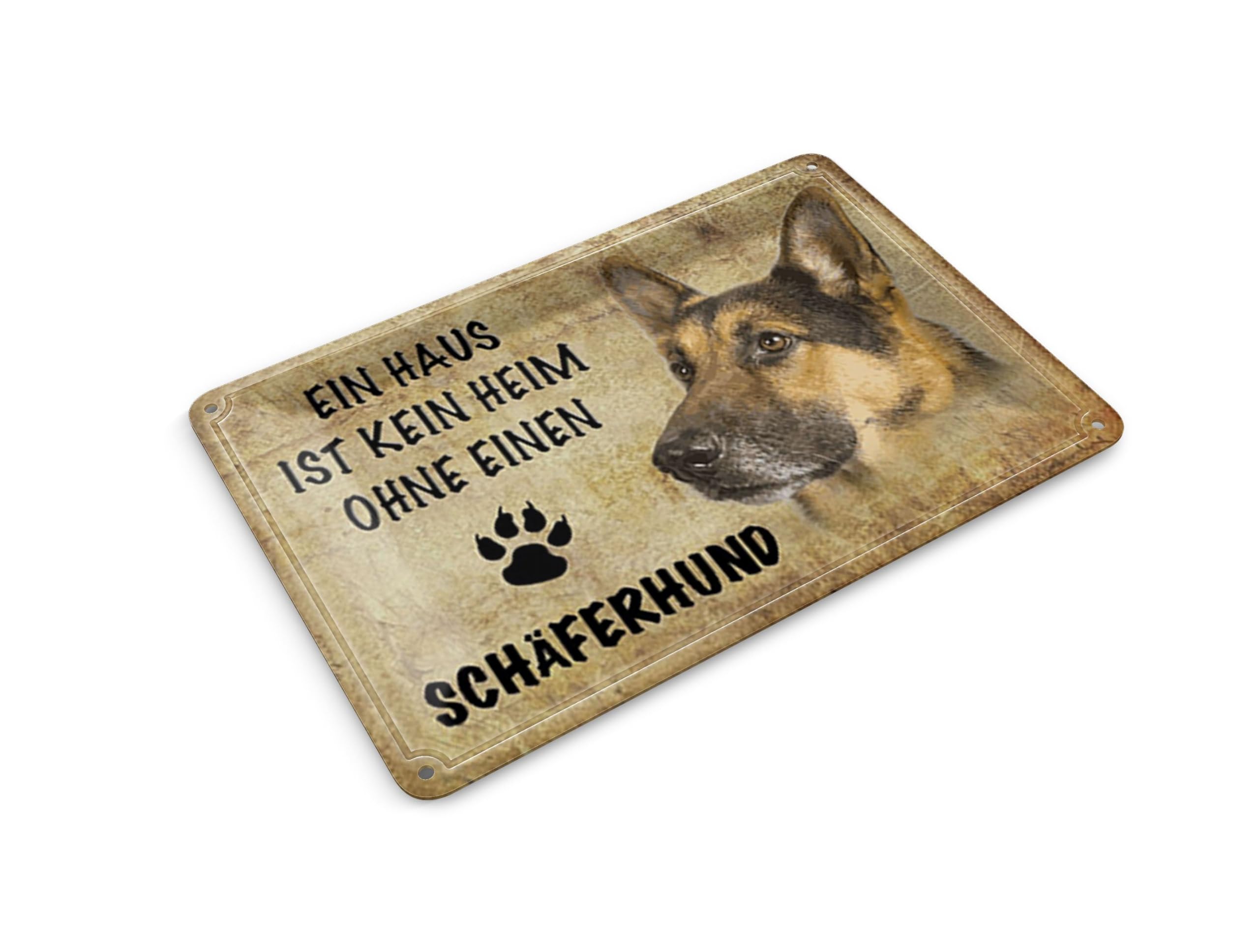 Femer Tin Postcard Saying 14 x 10 cm German Shepherd Dog Without No Home Decorative Sign