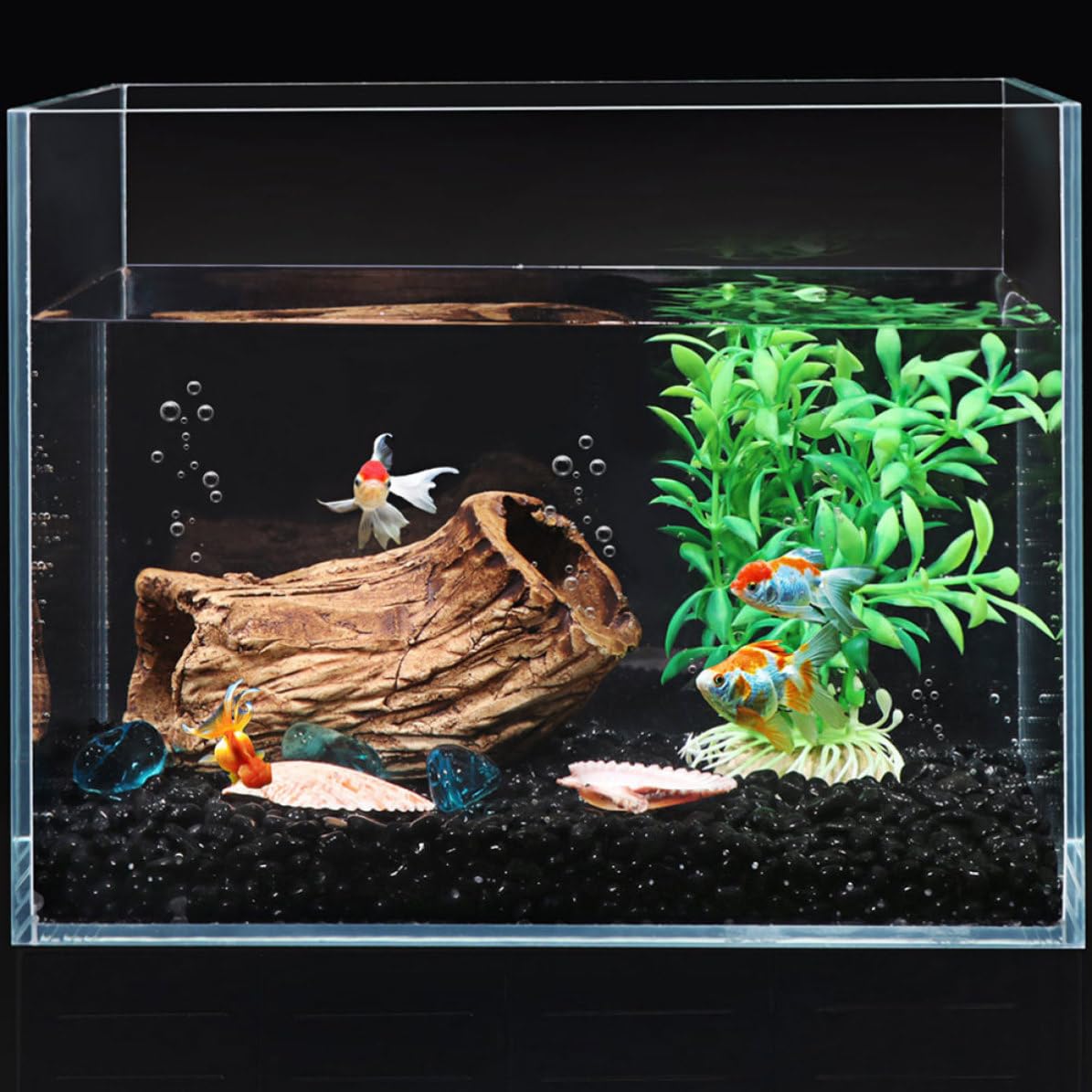 Beavorty Gravier Noir pour Aquarium en Sable de Verre, Décoration Naturelle Effet Lumineux, Poids Environ 1900g, pour Aquarium et Plantes Artificielles