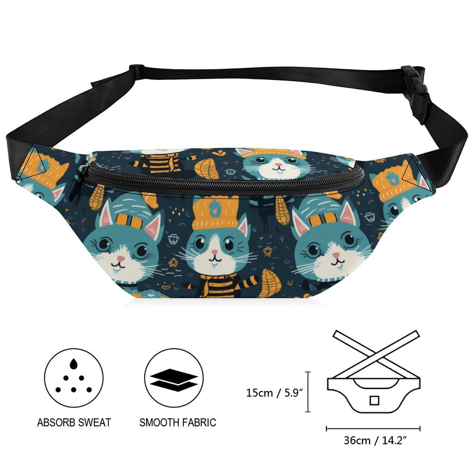Cat Pirates Waist Pack Hands-Free Running Belt Lightweight Fanny Pack for Travel Gym Hiking