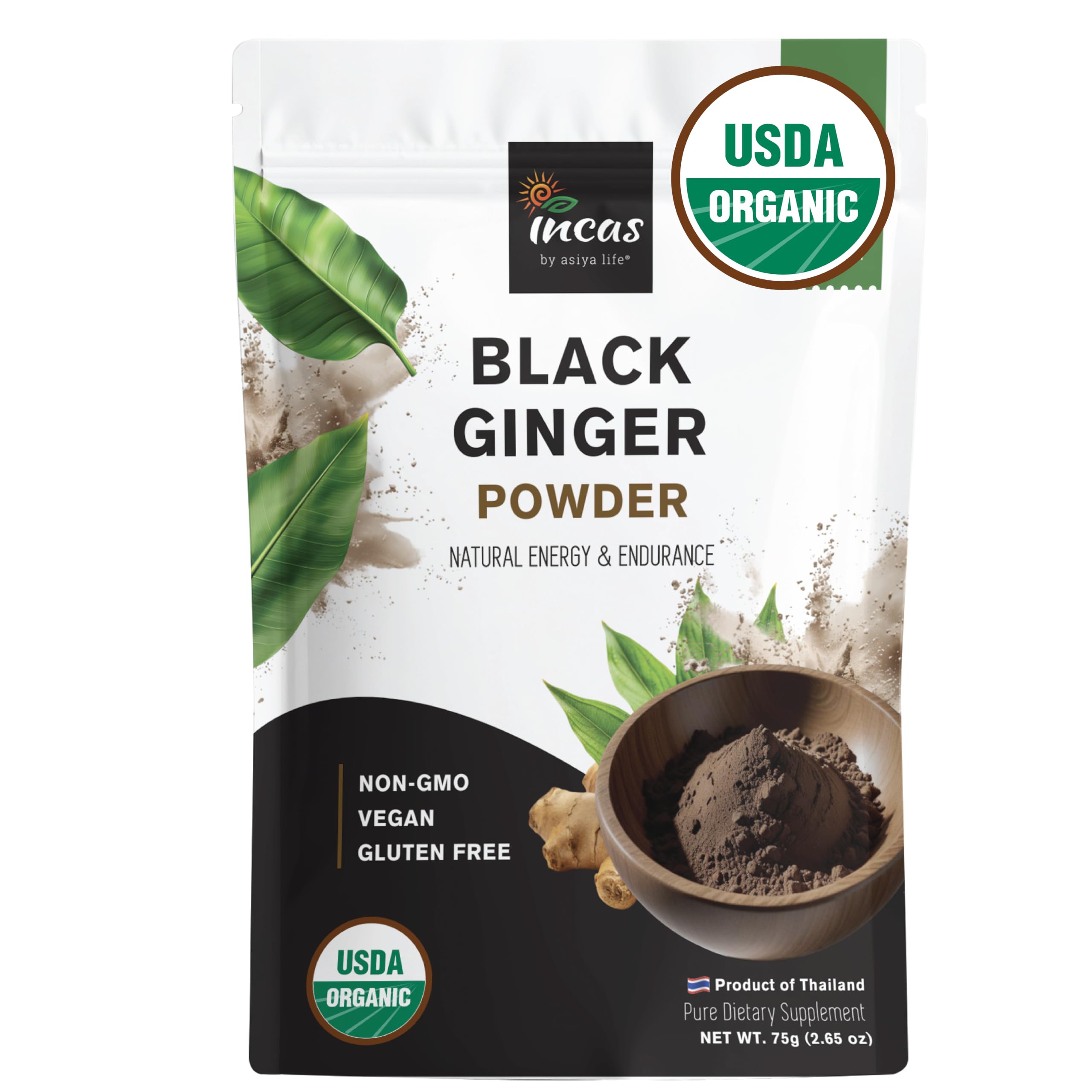INCAS 100% USDA Organic Thai Black Ginger Powder