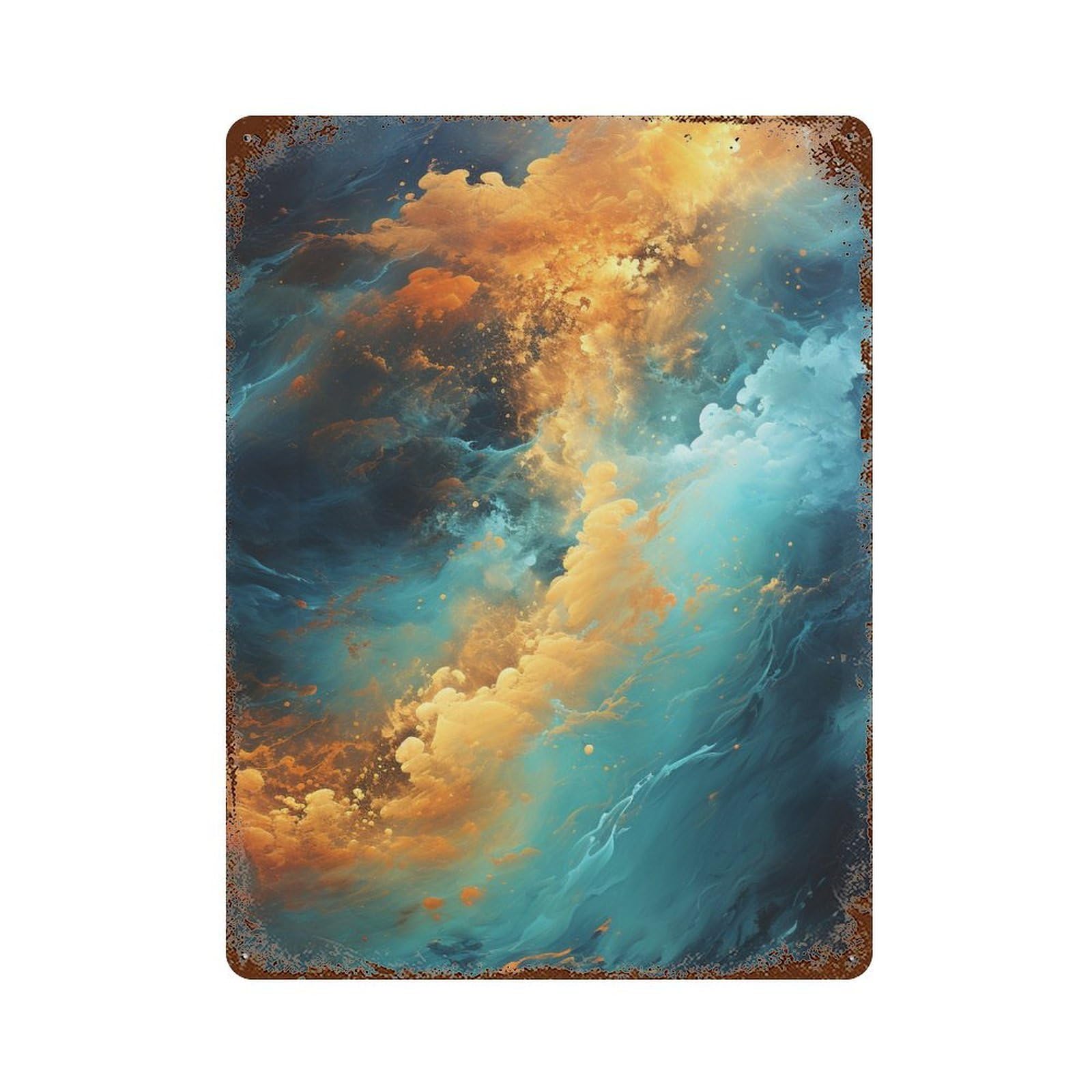 Cosmic Abstract Painting-1 Distressed Metal Wall Sign 15.7"x11.8", for Basement, Hobby Room And Garage Decor, Shabby Chic Decor