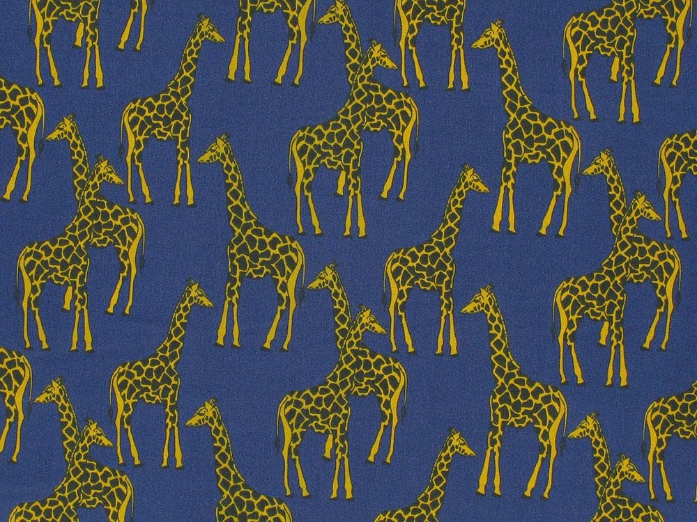 The Fabric Guys Sold Per 3 Metre Length Polycotton Fabric 112cm Wide Quilting Material for Sewing Patterns Dressmaking Crafts DIY Projects (Giraffe Navy)