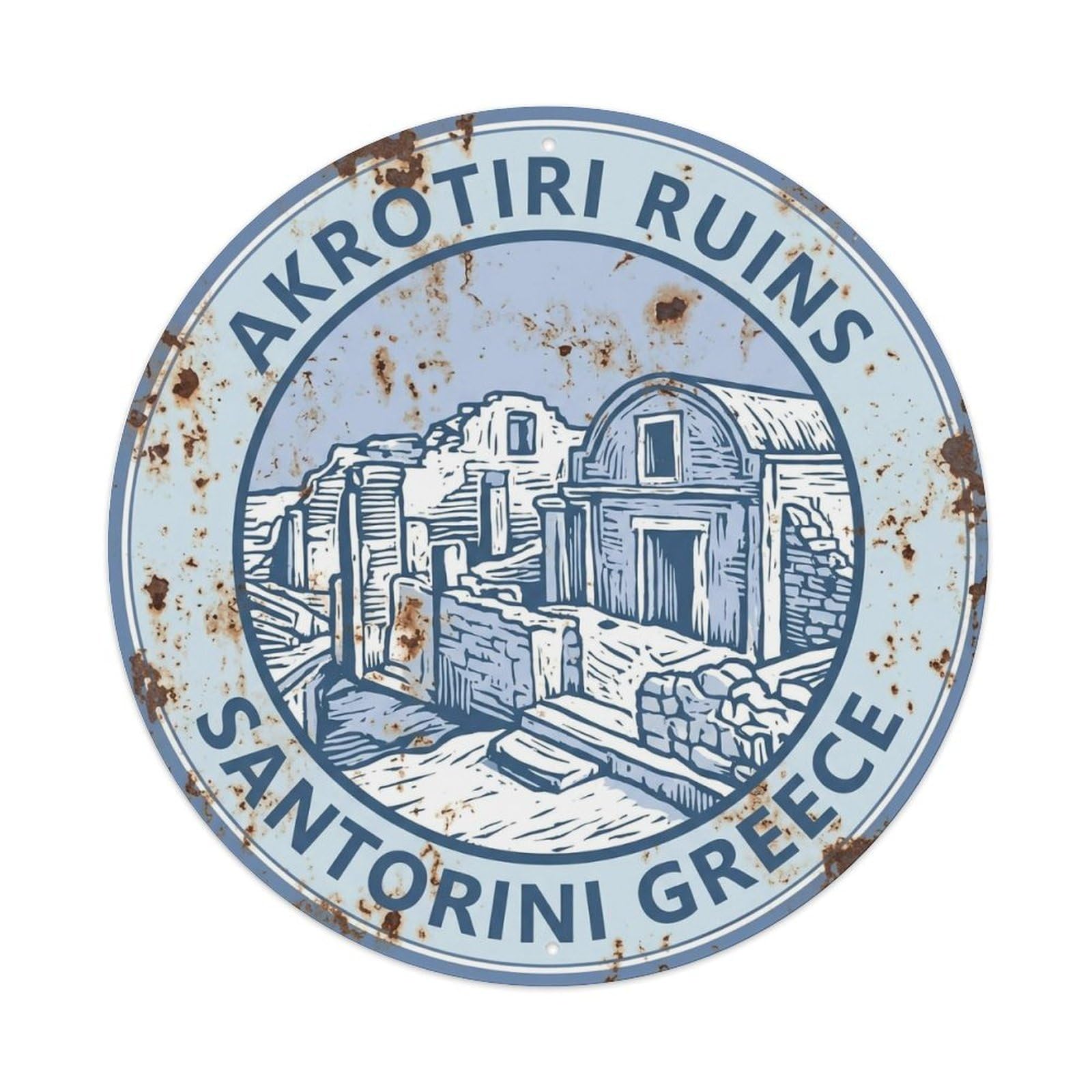 Vintage Travel Akrotiri Santorini Ruins 1 Metal Tin Sign