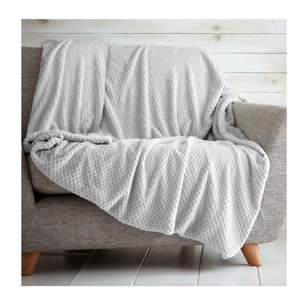 Polyester Throws/Blankets 200 X 240 Popcorn Design Soft Warm (Silver, King)