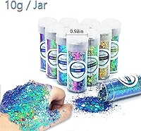 Vista 4 de Renfio Chameleon Purpurina Gruesa con Brillo, Juego de Purpurina de Resina de 16 Colores que Cambian de Color, Cada uno 10g/0.35oz, Copos