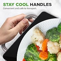 Vista 5 de NutriChef Placa eléctrica portátil para alimentos, bandeja de calentamiento de acero inoxidable y calentador de platos con parte superior de vidrio