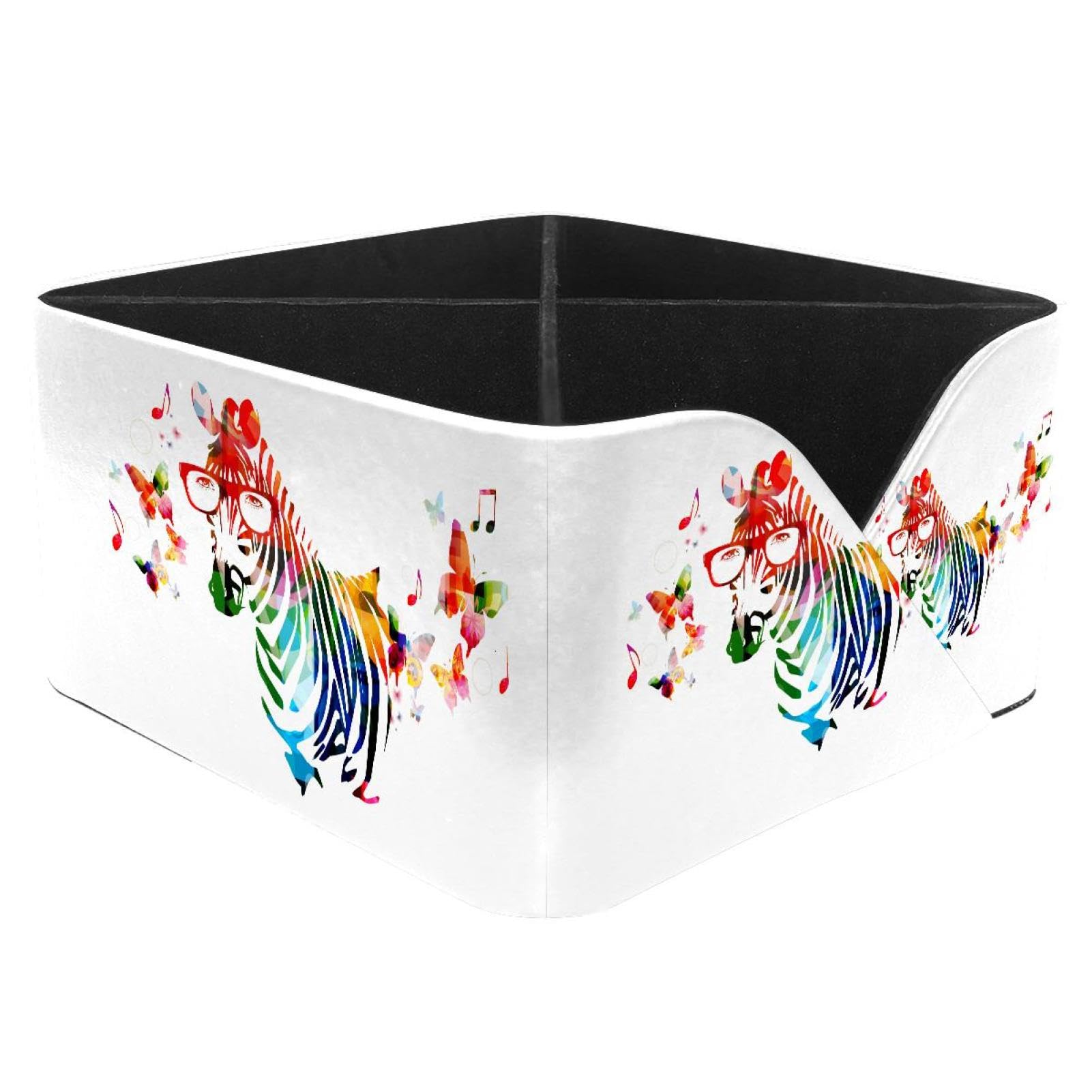 KengjuTesu Zebra with Butterflies Desktop Organizer Pen Holder, Rectangular Pencil Cup for Office, Study and Makeup Stations