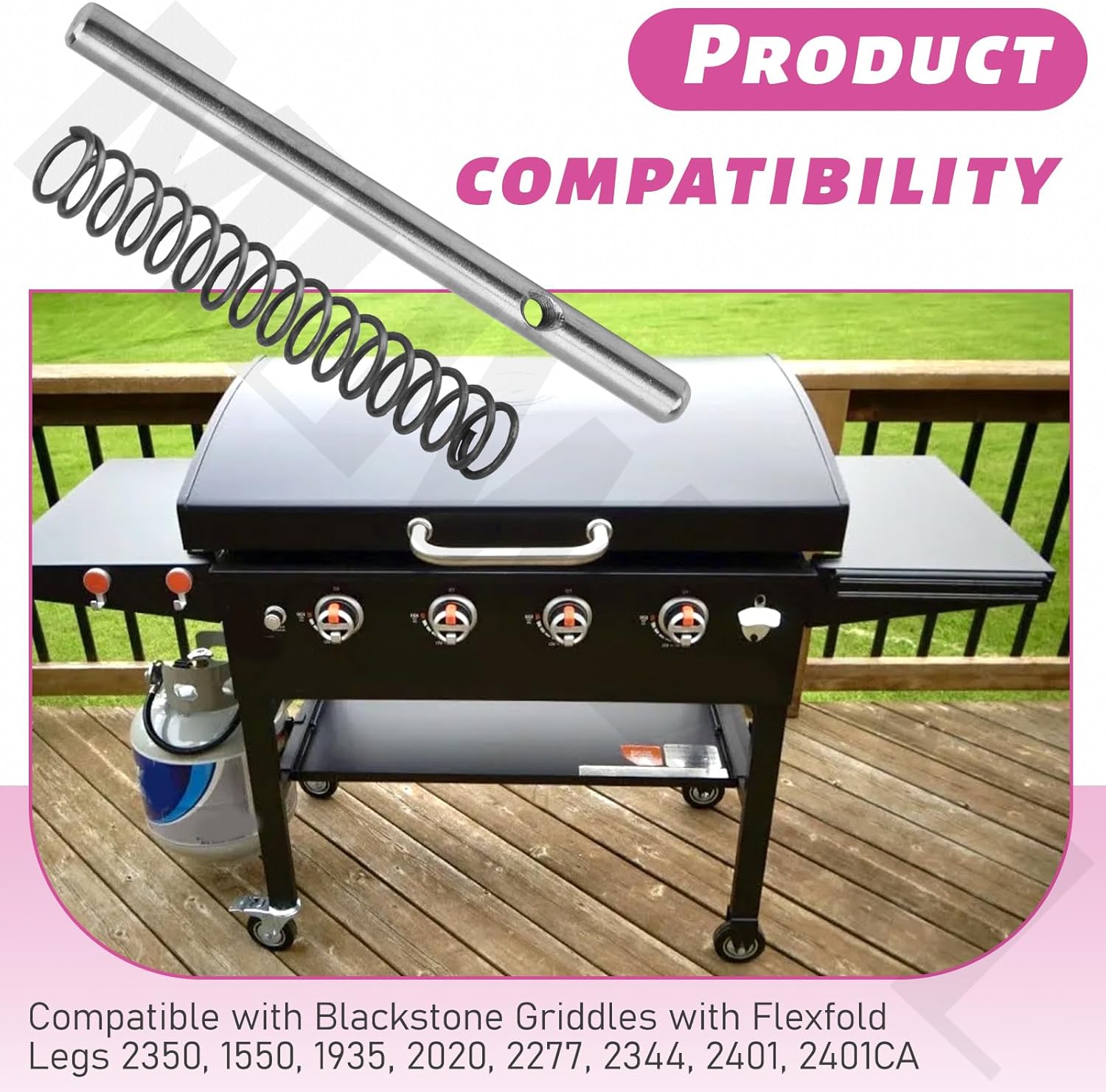 Locking Pin and Spring Kit with 4 Pcs Griddle Short M6 Step Bolt for Blackstone Griddles with Flexfold Legs 2020, 2277, 2344, 2350, Gas Griddles with Side Shelves 2295, 2307, 2309, 2310