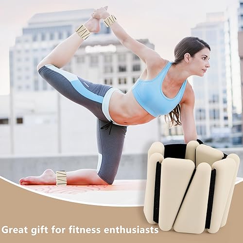 Miniatura 9 de Juego de 2 pesas ajustables para muñeca y tobillo (1 libra cada una), para mujeres y hombres, para correr, correr, caminar, yoga, danza, pilates,