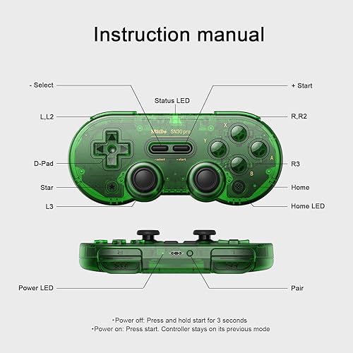 Vista 6 de AKNES 8Bitdo SN30 Pro - Controlador inalámbrico Bluetooth con joysticks de vibración, cable USB-C compatible con interruptor, Windows, Mac