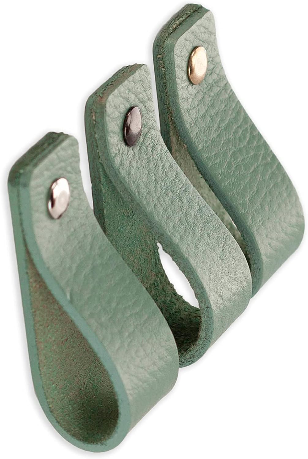 Brute Strength - Leather Drawer Pulls - Pale Green - 12 pcs - 6-1/2 x 1 ’’ - Leather Handle - Leather Dresser Pulls - Cabinet knobs Dresser knobs - Dresser Handles