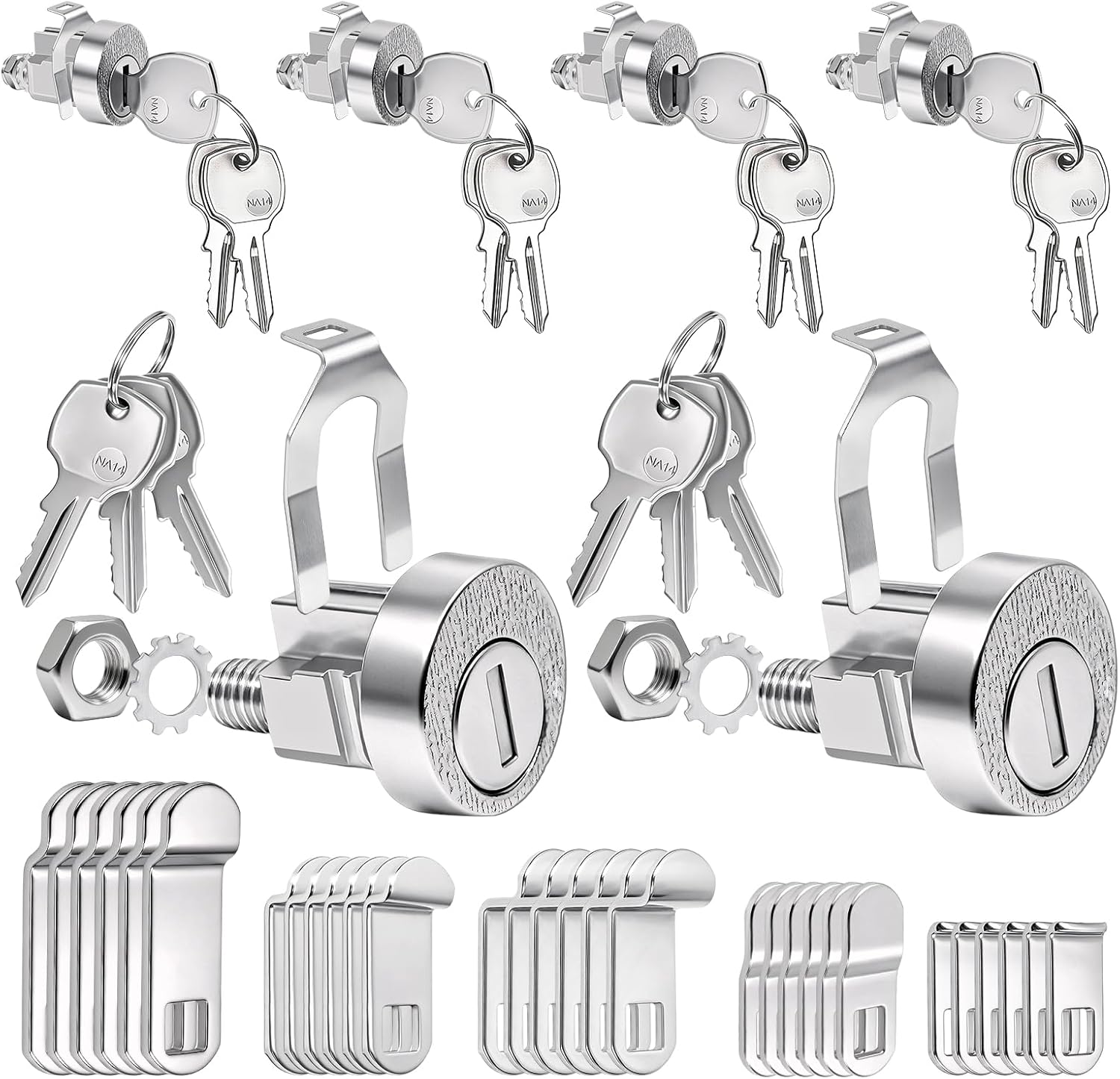 6 Set Mailbox Locks Compatible with L-1172C/C9100 Mailbox Lock, Heavy-Duty Zinc Alloy Mailbox Lock Replacement Kit with Keys, Nickel Finish, Durable and Secure