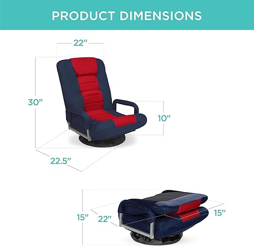 Miniatura 105 de Best Choice Products Silla giratoria para videojuegos de 360 grados, multiusos, para TV, lectura, jugar videojuegos, con soporte lumbar, asas de