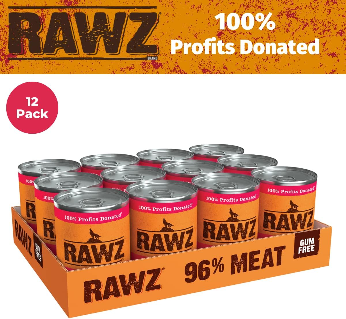 Rawz 96% Meat Canned Wet Food for Dogs 12 Pack/ 12.5 oz. Cans (Lamb/Lamb Liver)