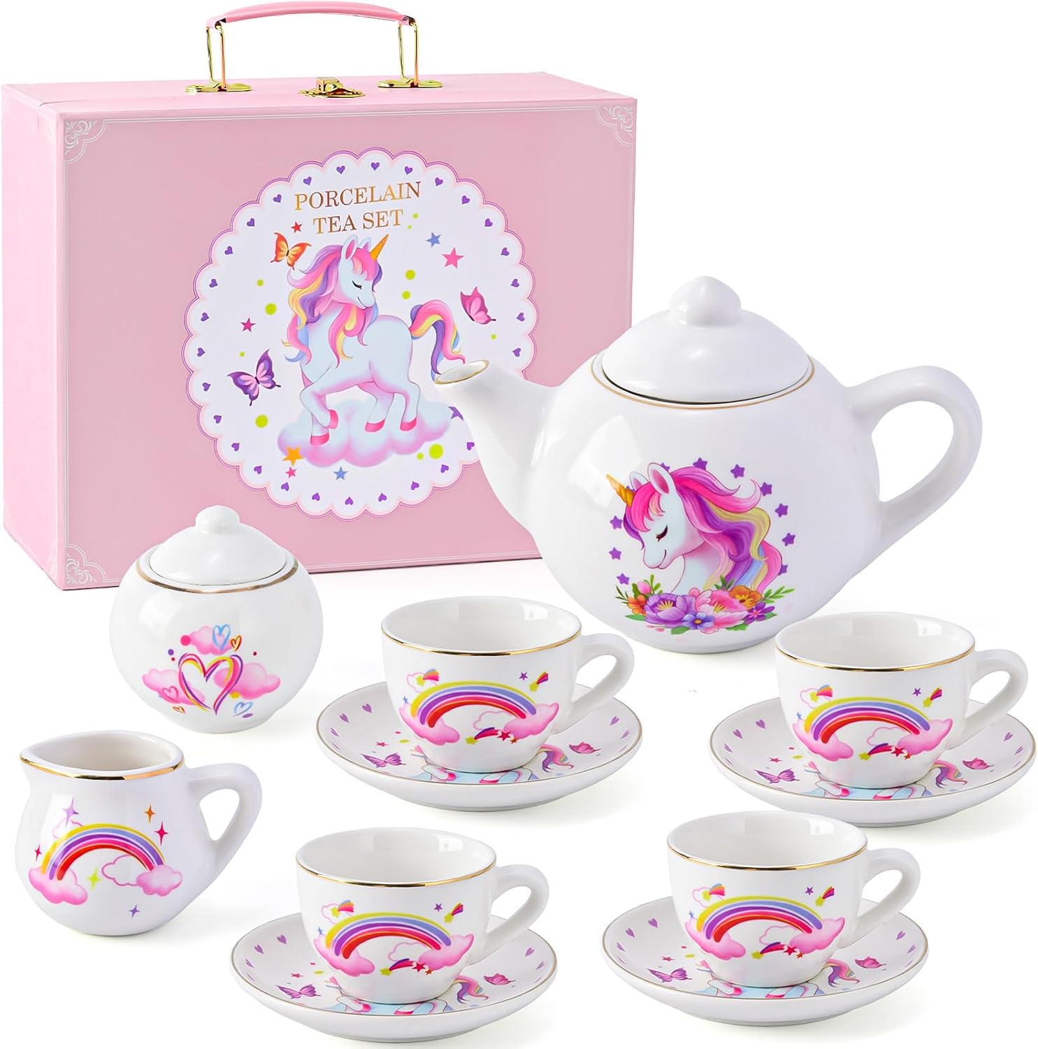 Kids Porcelain Tea Set Unicorn Gift for Girls 3 4 5 6 7 Years, Unicorn ...