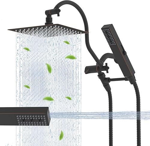 Miniatura 17 de Hibbent All Metal - Combo de Cabezal de Ducha de Lluvia Filtrado de 10 pulgadas, Varita de Ducha de Mano de Alta Presión, Brazo de Extensión Acabado