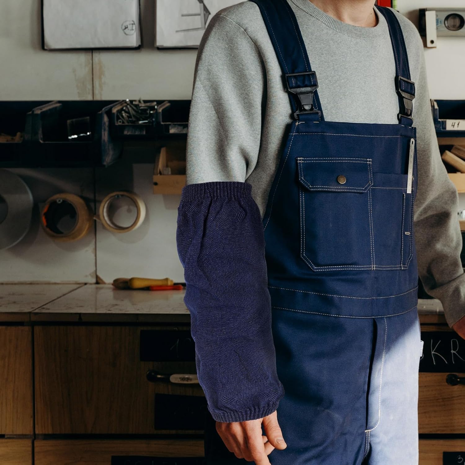 2pcs Heavy-duty Protective Work Sleeves for Men and Women, Long Full-arm Coverage Arm Guards with Oilproof, Splash-resistant Denim Material, Sturdy Arm Covers for Welding