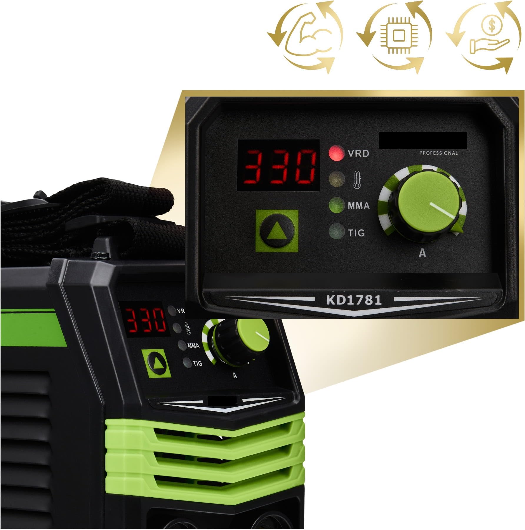 MINI SALDATRICE INVERTER 330A ULTRA COMPATTA MMA TIG LIFT VRD ELETTRODO