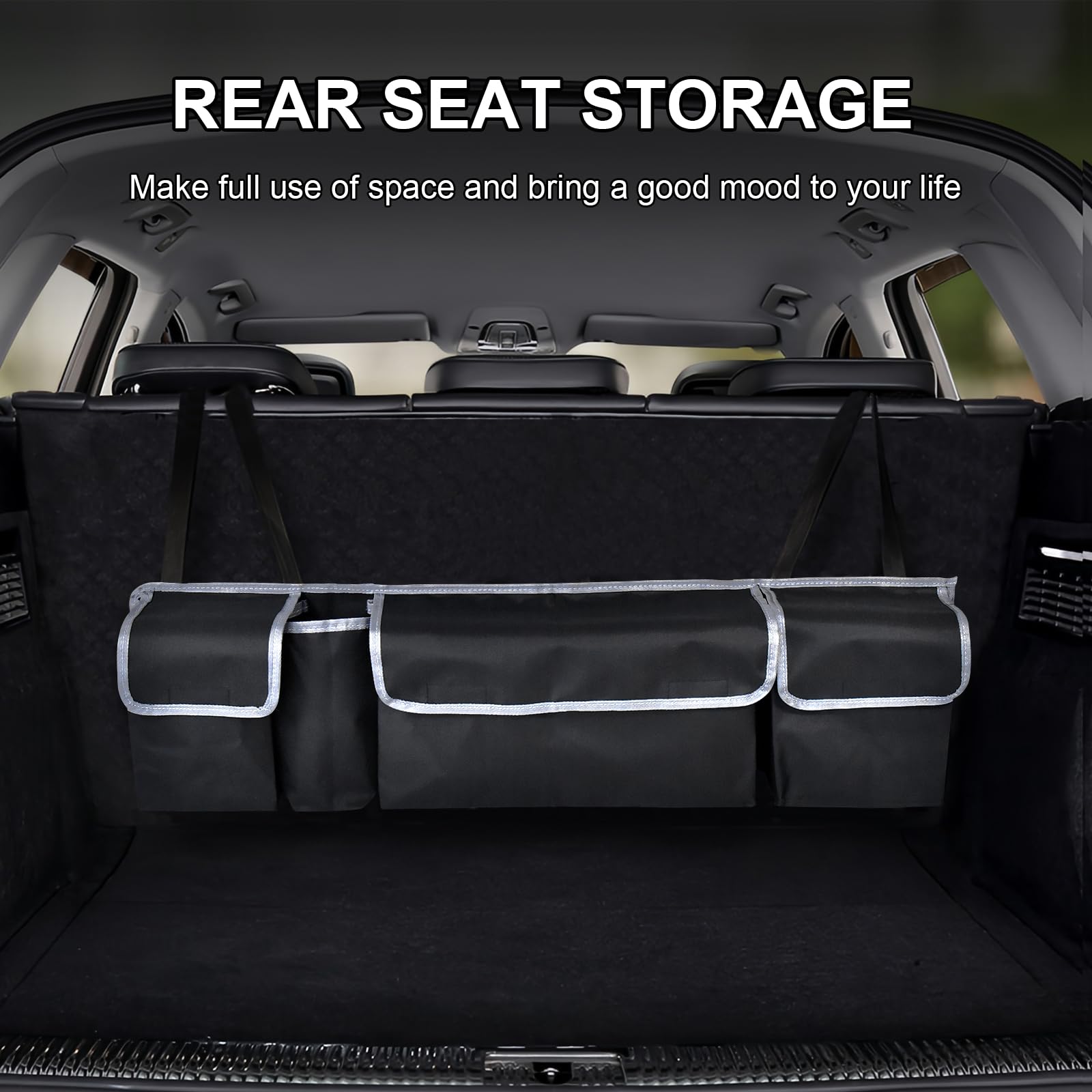 ALI2 Kofferbakopslag, kofferbakorganizer, kofferbakzakken voor auto, Oxford- stof, auto-opslag voor SUV, 90 x 12 x 25 cm